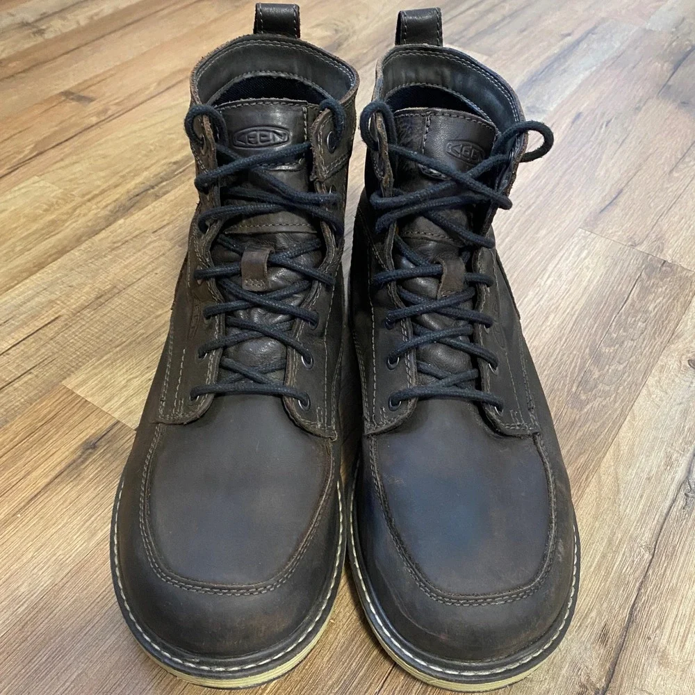 Keen Utility San Jose 6 Waterproof Work Boots Mens Dark Brown Leather Size 10D